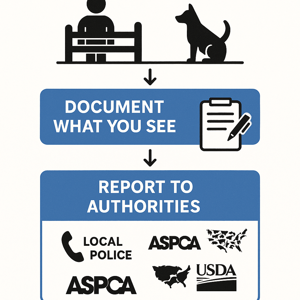 Flowchart showing proper reporting procedures for suspected dog fighting