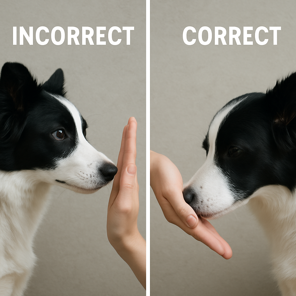Comparison of incorrect nose-target behavior (hovering/staring) versus correct behavior (nose contact)